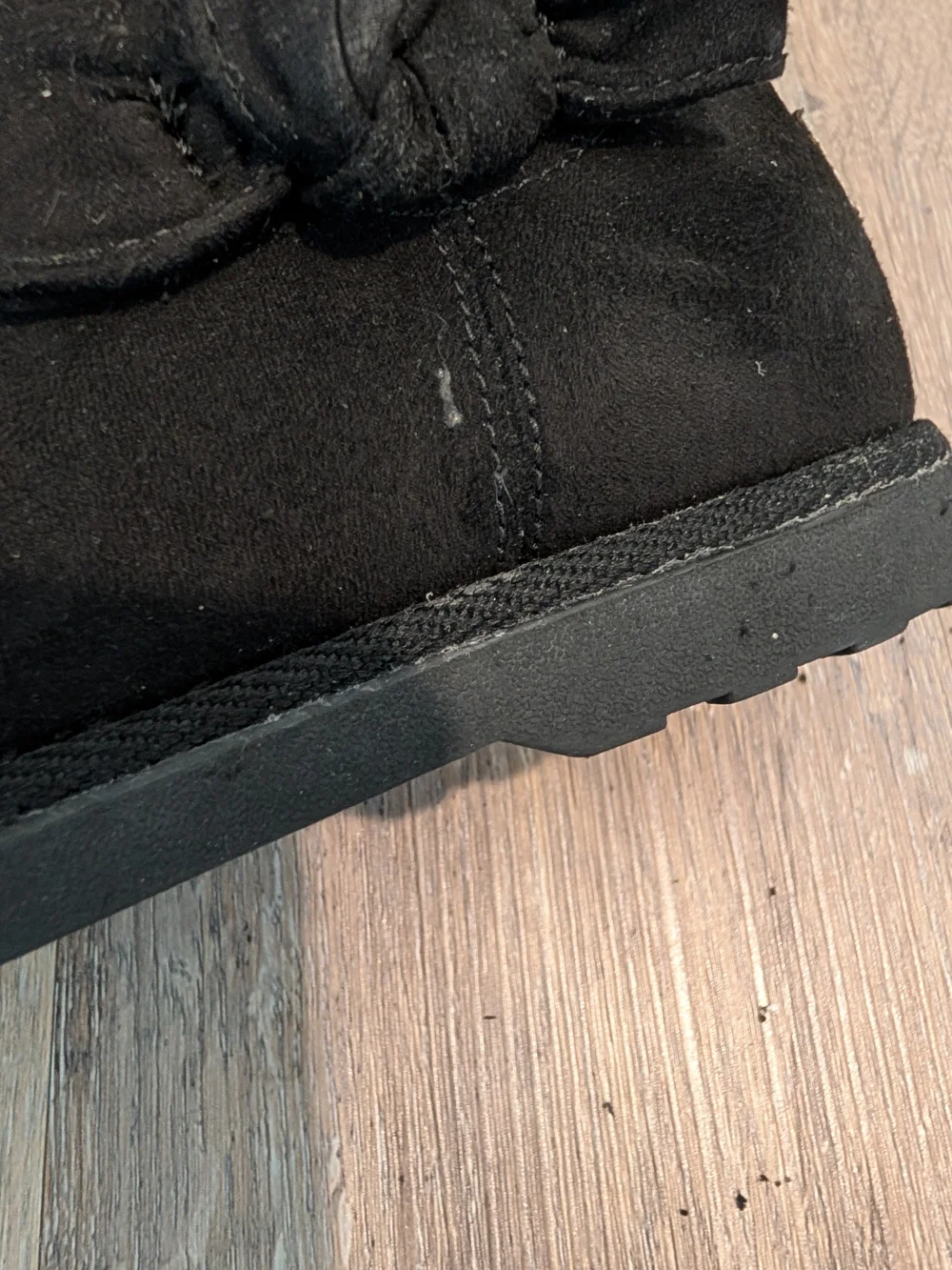 Kids Black Faux-Suede Fur Lined Ankle Boots